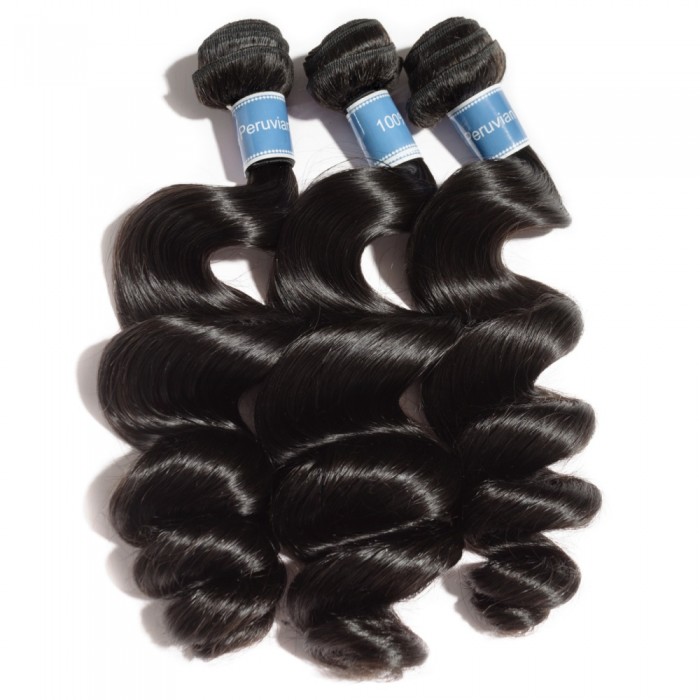 Virgin Peruvian Hair #1B Loose Wavy Black 10 Inch (100g) Virgin Peruvian Hair #1B Loose Wavy Black 10 Inch (100g)